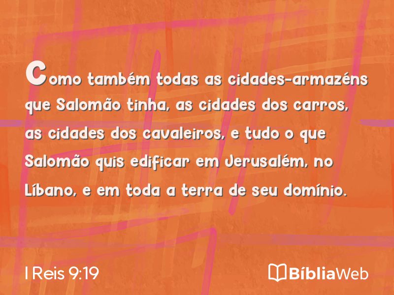 I Reis 9:19 em imagem para compartilhar