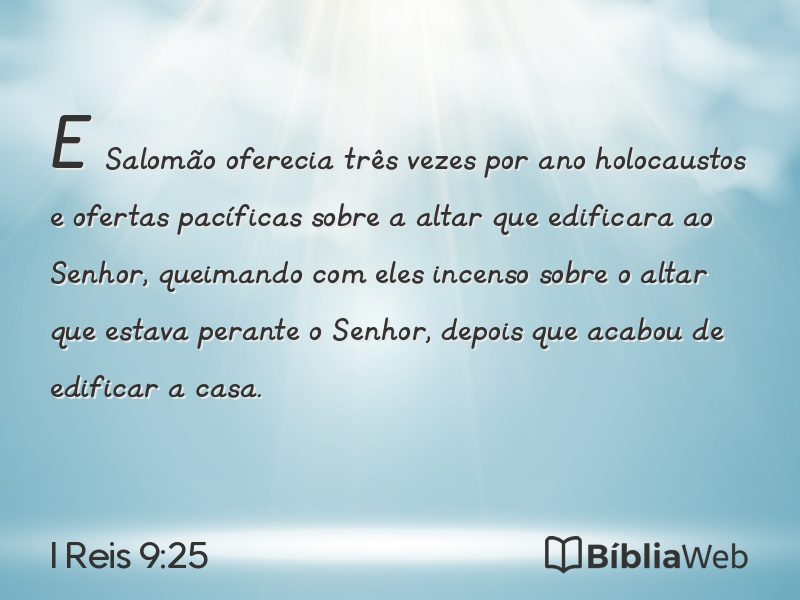 I Reis 9:25 em imagem para compartilhar