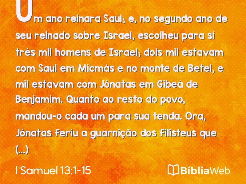 I Samuel 13:1-15 em imagem para compartilhar