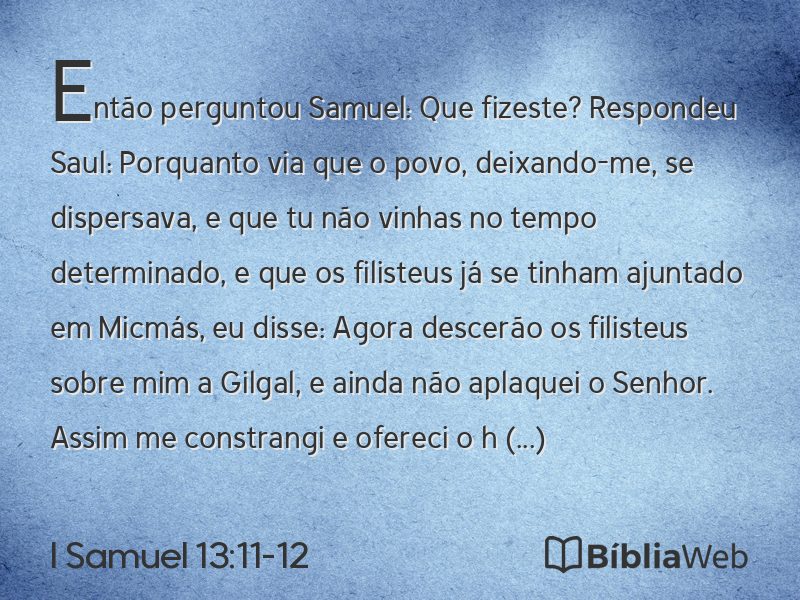 I Samuel 13:11-12 em imagem para compartilhar