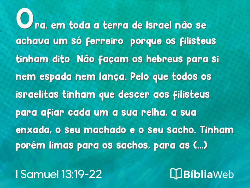 I Samuel 13:19-22 em imagem para compartilhar