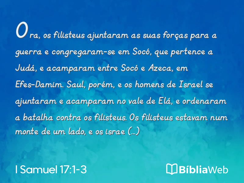 I Samuel 17:1-3 em imagem para compartilhar