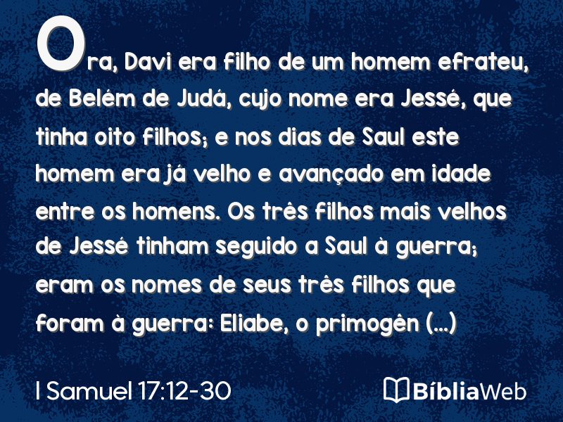 I Samuel 17:12-30 em imagem para compartilhar