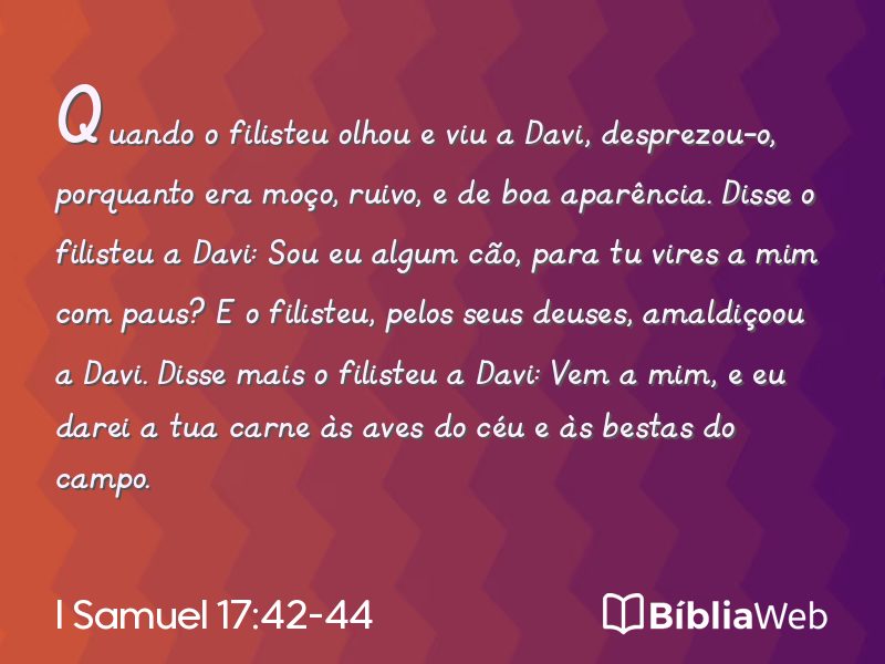 I Samuel 17:42-44 em imagem para compartilhar