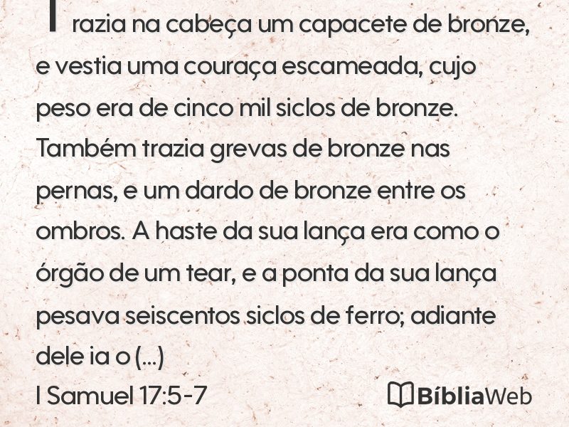 I Samuel 17:5-7 em imagem para compartilhar