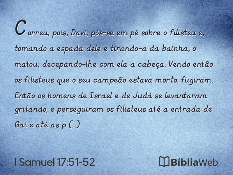 I Samuel 17:51-52 em imagem para compartilhar