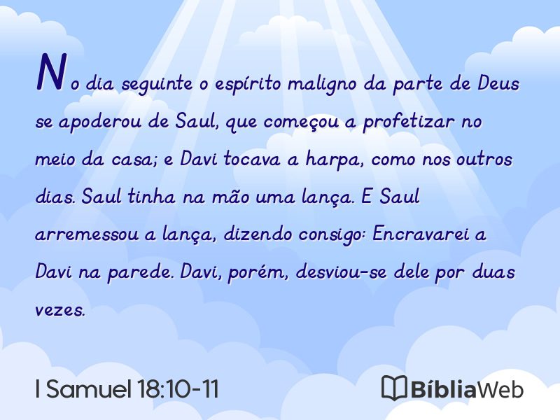 I Samuel 18:10-11 em imagem para compartilhar