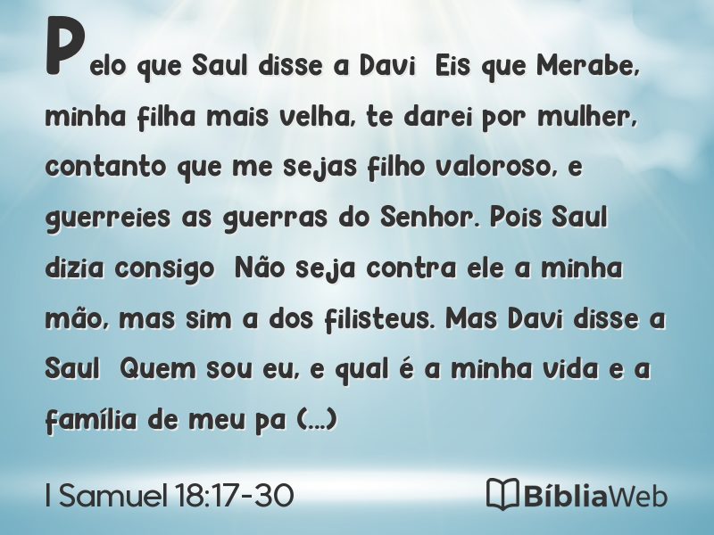 I Samuel 18:17-30 em imagem para compartilhar