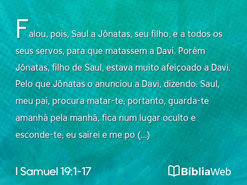 I Samuel 19:1-17 em imagem para compartilhar