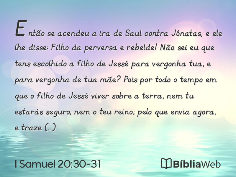 I Samuel 20:30-31 em imagem para compartilhar