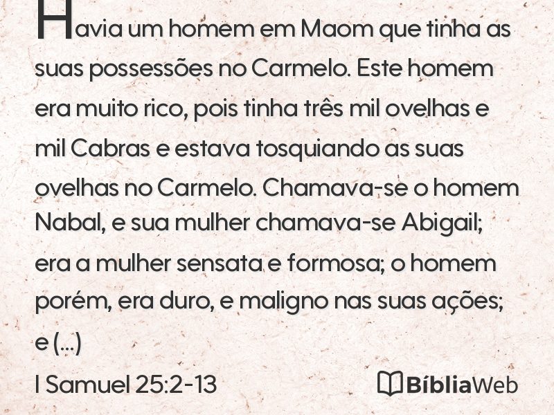 I Samuel 25:2-13 em imagem para compartilhar