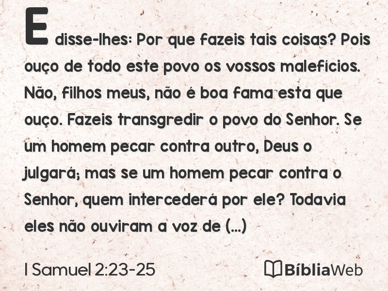 I Samuel 2:23-25 em imagem para compartilhar