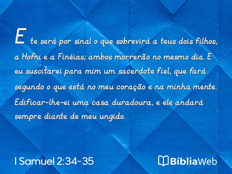 I Samuel 2:34-35 em imagem para compartilhar