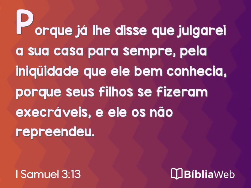 I Samuel 3:13 em imagem para compartilhar