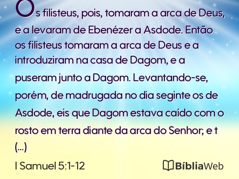 I Samuel 5:1-12 em imagem para compartilhar
