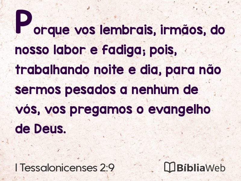 I Tessalonicenses 2:9 em imagem para compartilhar