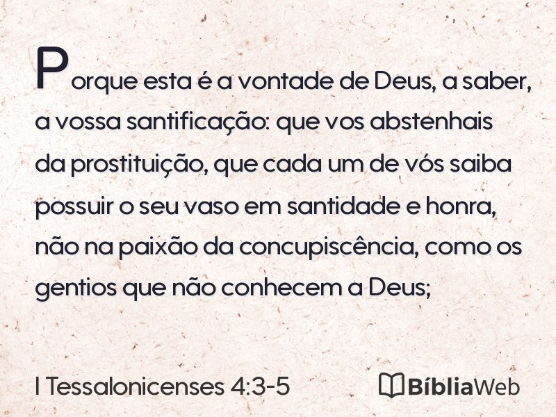 I Tessalonicenses 4:3-5 em imagem para compartilhar