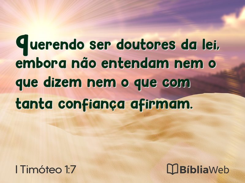 I Timóteo 1:7 em imagem para compartilhar