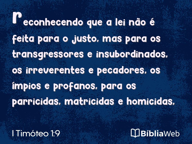 I Timóteo 1:9 em imagem para compartilhar