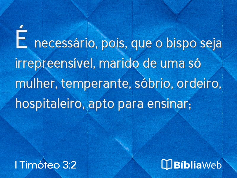 I Timóteo 3:2 em imagem para compartilhar