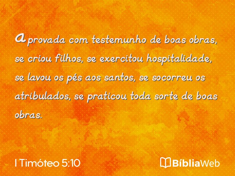 I Timóteo 5:10 em imagem para compartilhar