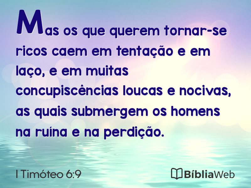 I Timóteo 6:9 em imagem para compartilhar
