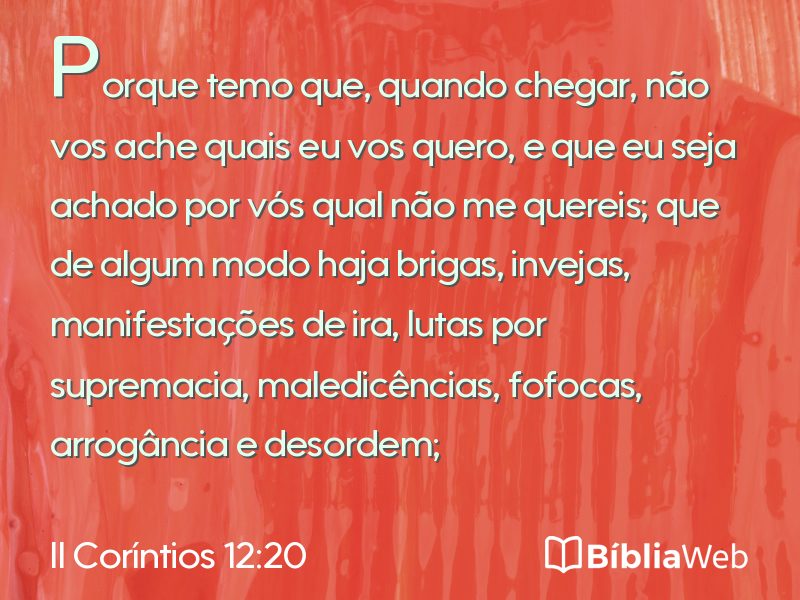 II Coríntios 12:20 em imagem para compartilhar