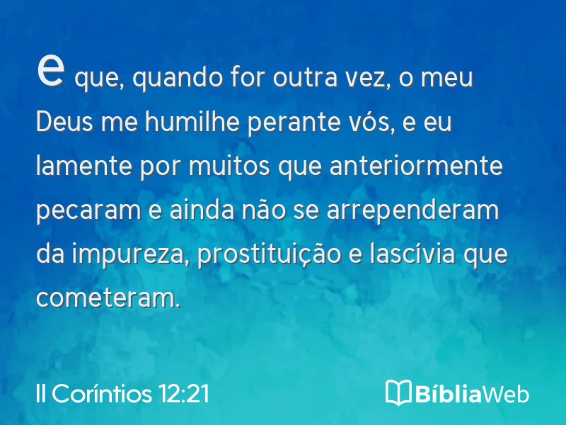 II Coríntios 12:21 em imagem para compartilhar