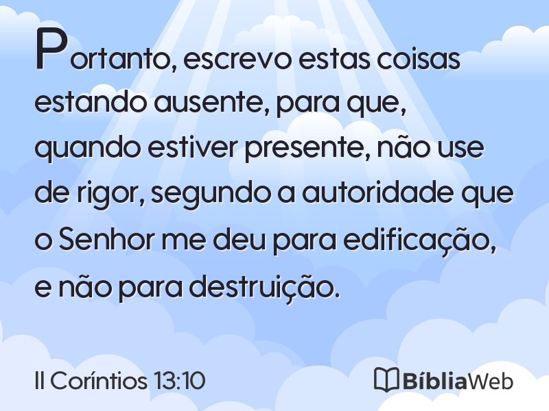 II Coríntios 13:10 em imagem para compartilhar