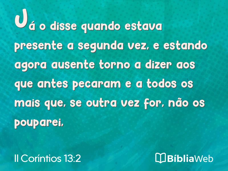 II Coríntios 13:2 em imagem para compartilhar