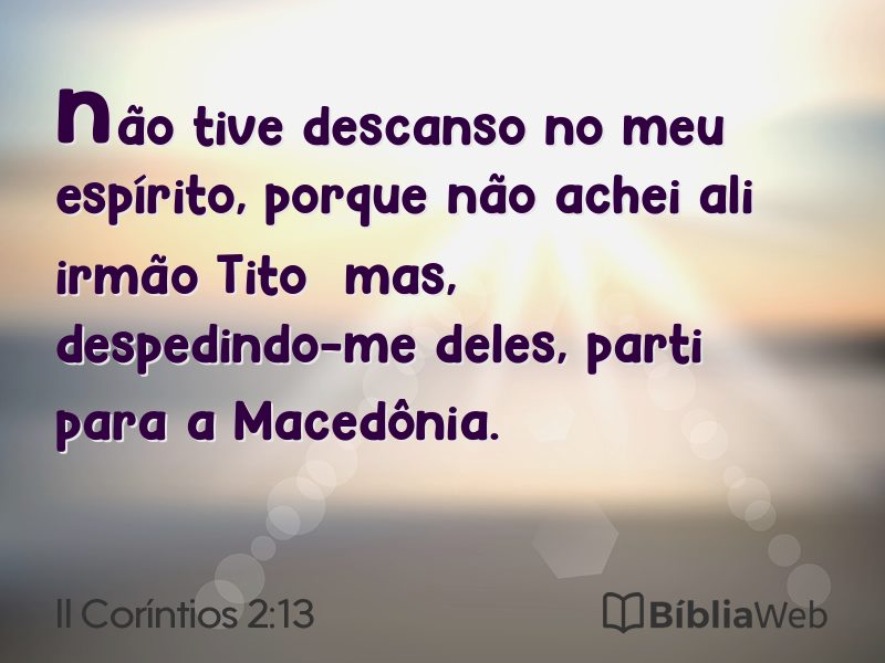 II Coríntios 2:13 em imagem para compartilhar