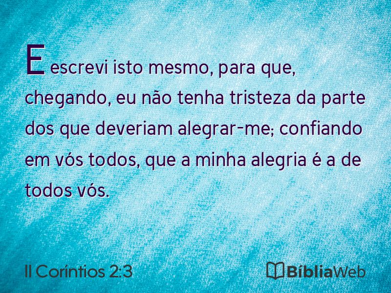 II Coríntios 2:3 em imagem para compartilhar