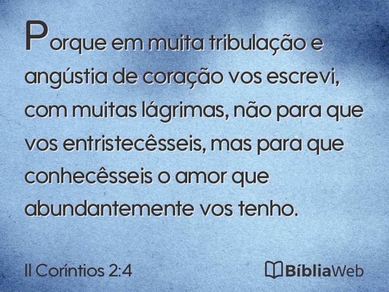 II Coríntios 2:4 em imagem para compartilhar