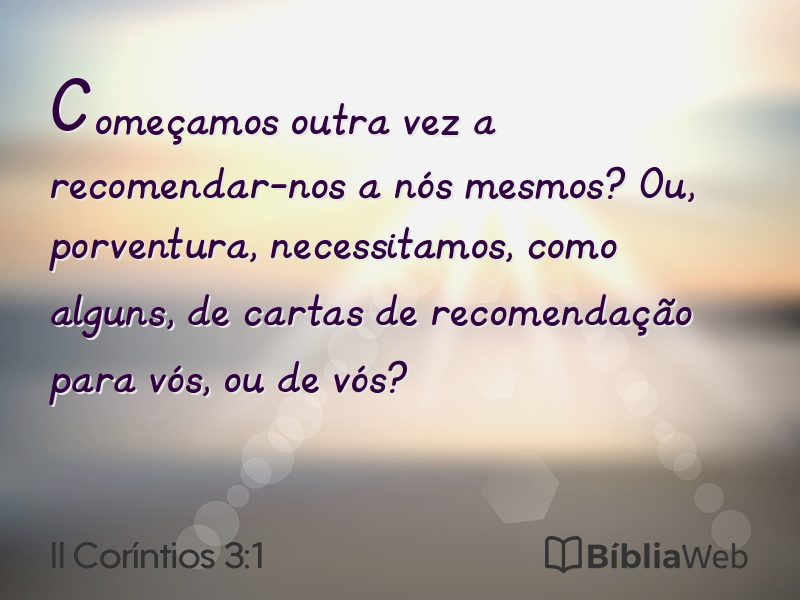 II Coríntios 3:1 em imagem para compartilhar