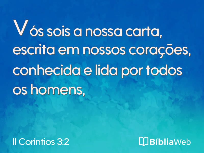 II Coríntios 3:2 em imagem para compartilhar