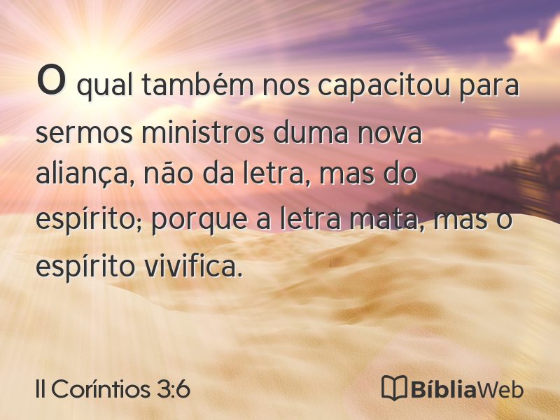 II Coríntios 3:6 em imagem para compartilhar