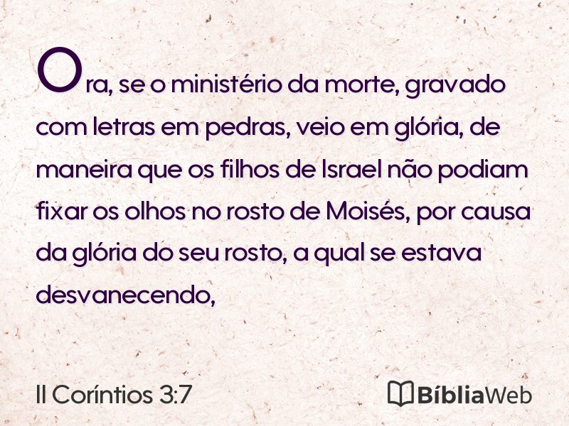 II Coríntios 3:7 em imagem para compartilhar