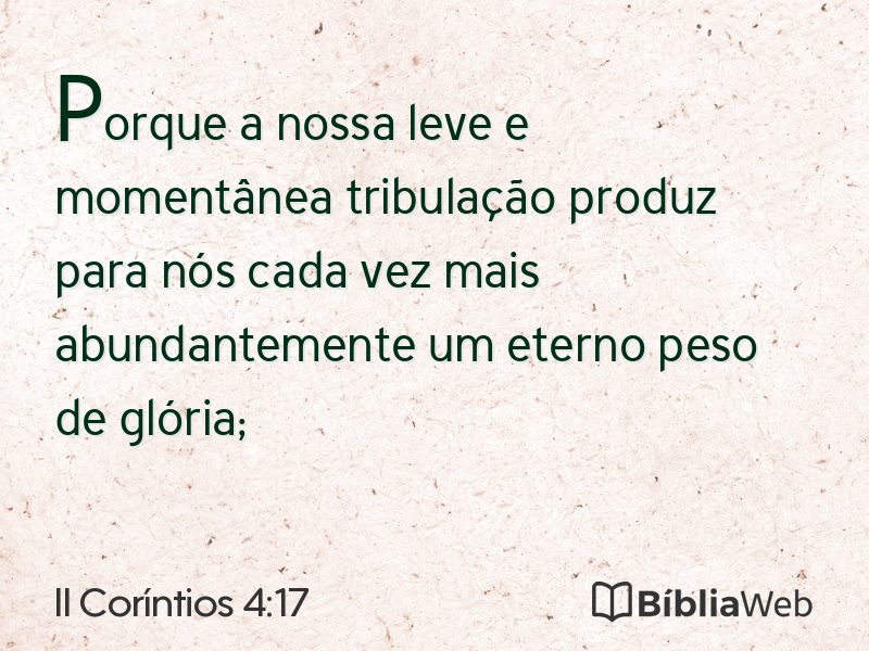 II Coríntios 4:17 em imagem para compartilhar