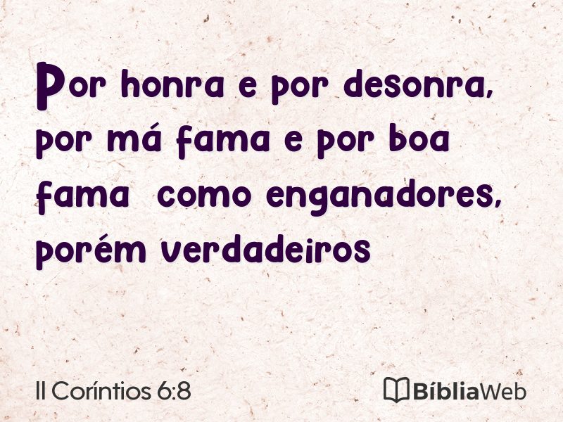 II Coríntios 6:8 em imagem para compartilhar