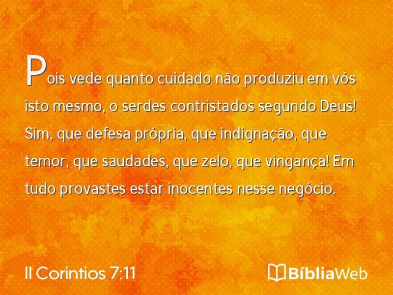 II Coríntios 7:11 em imagem para compartilhar