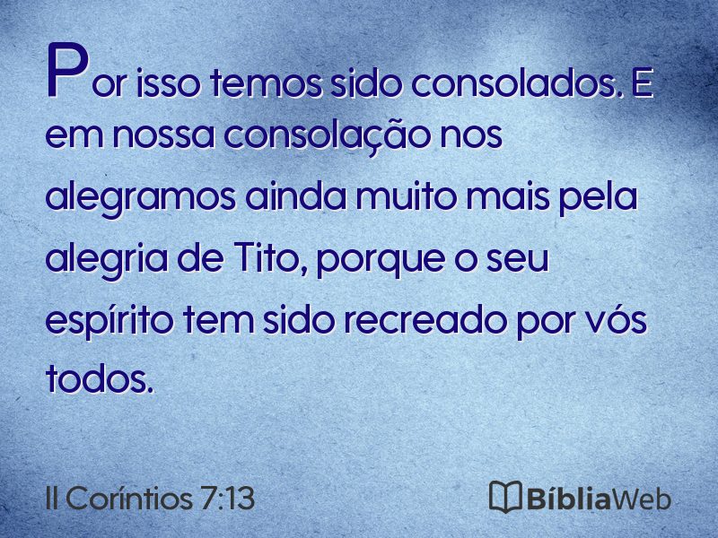II Coríntios 7:13 em imagem para compartilhar