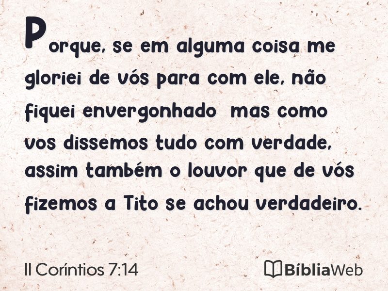 II Coríntios 7:14 em imagem para compartilhar