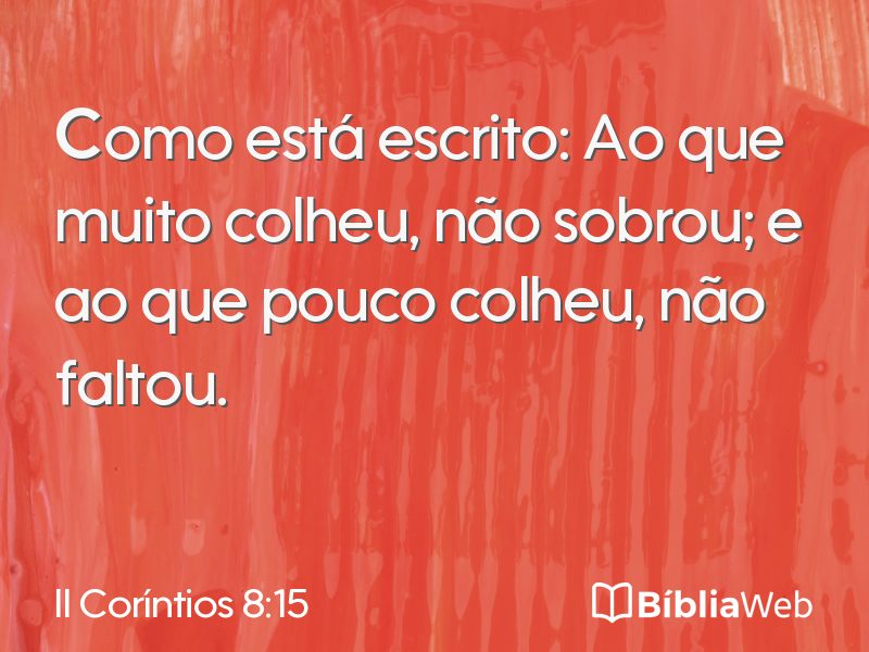 II Coríntios 8:15 em imagem para compartilhar