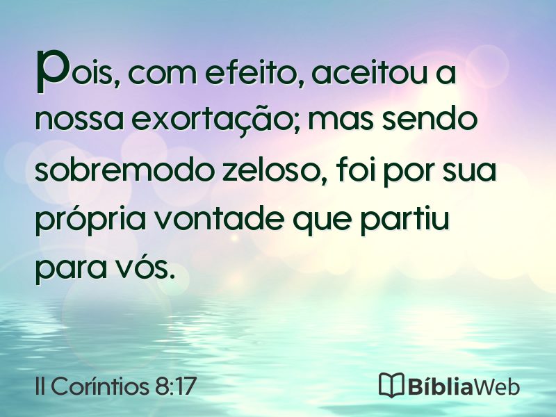 II Coríntios 8:17 em imagem para compartilhar
