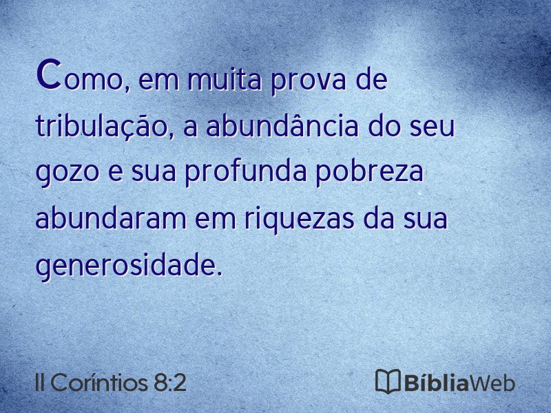 II Coríntios 8:2 em imagem para compartilhar