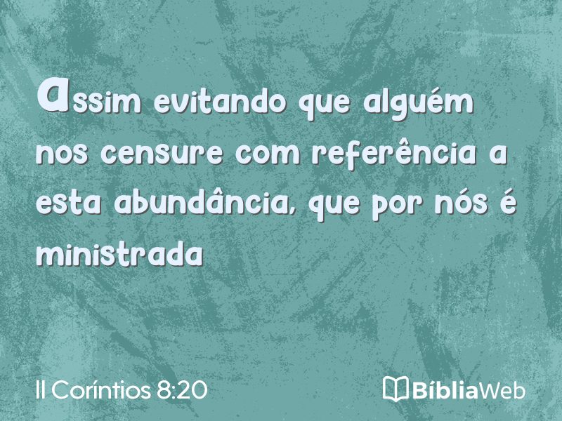 II Coríntios 8:20 em imagem para compartilhar