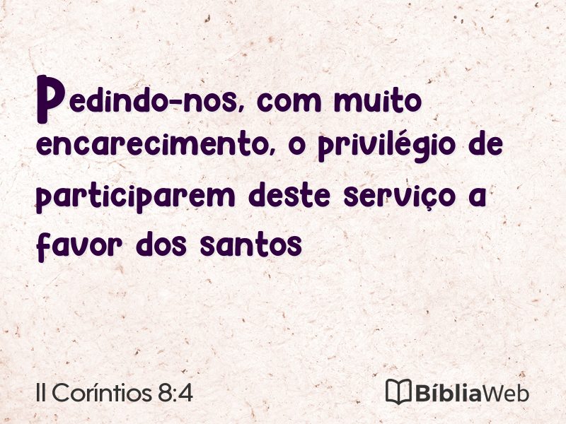 II Coríntios 8:4 em imagem para compartilhar