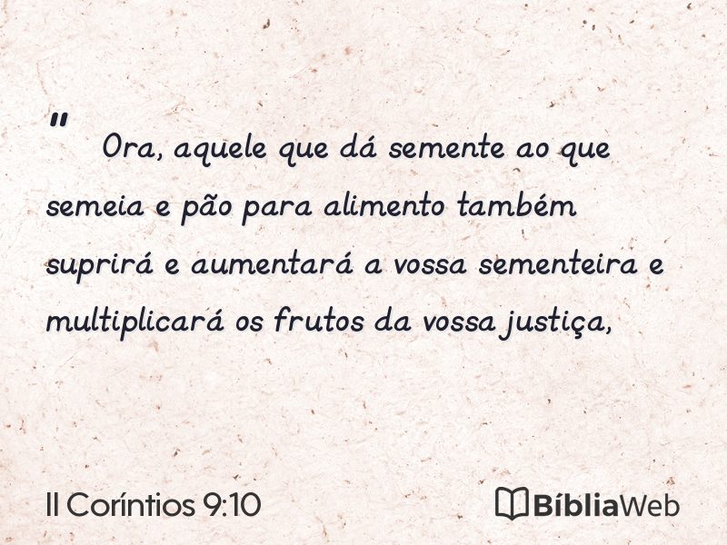 II Coríntios 9:10 em imagem para compartilhar