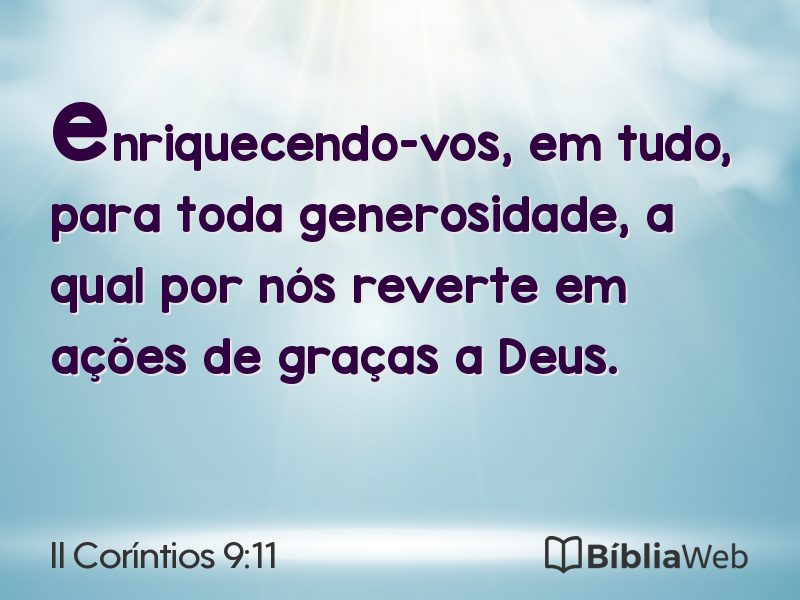 II Coríntios 9:11 em imagem para compartilhar