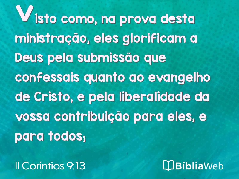 II Coríntios 9:13 em imagem para compartilhar